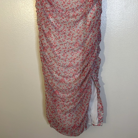 Bardot | New Pink Ditsy floral ruched midi dress Women’s size 12/XL cocktail - Picture 3 of 8